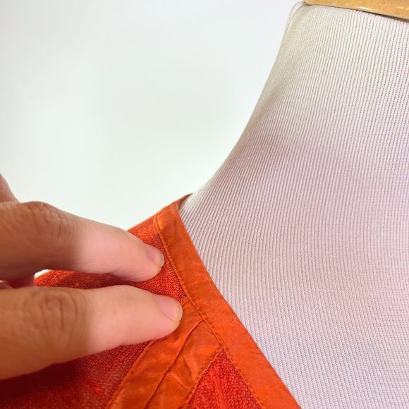 Lafayette 148 Size M Thin Knit Cardigan Orange Linen Blend - Picture 7 of 16